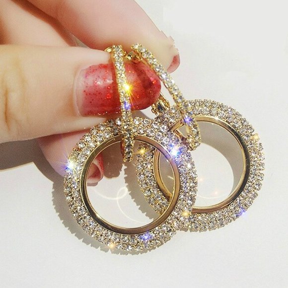 ❤️ Earrings Women Circle Stud Shiny Bohemian Hoop Drop Cute Trendy Jewelry - Picture 3 of 7